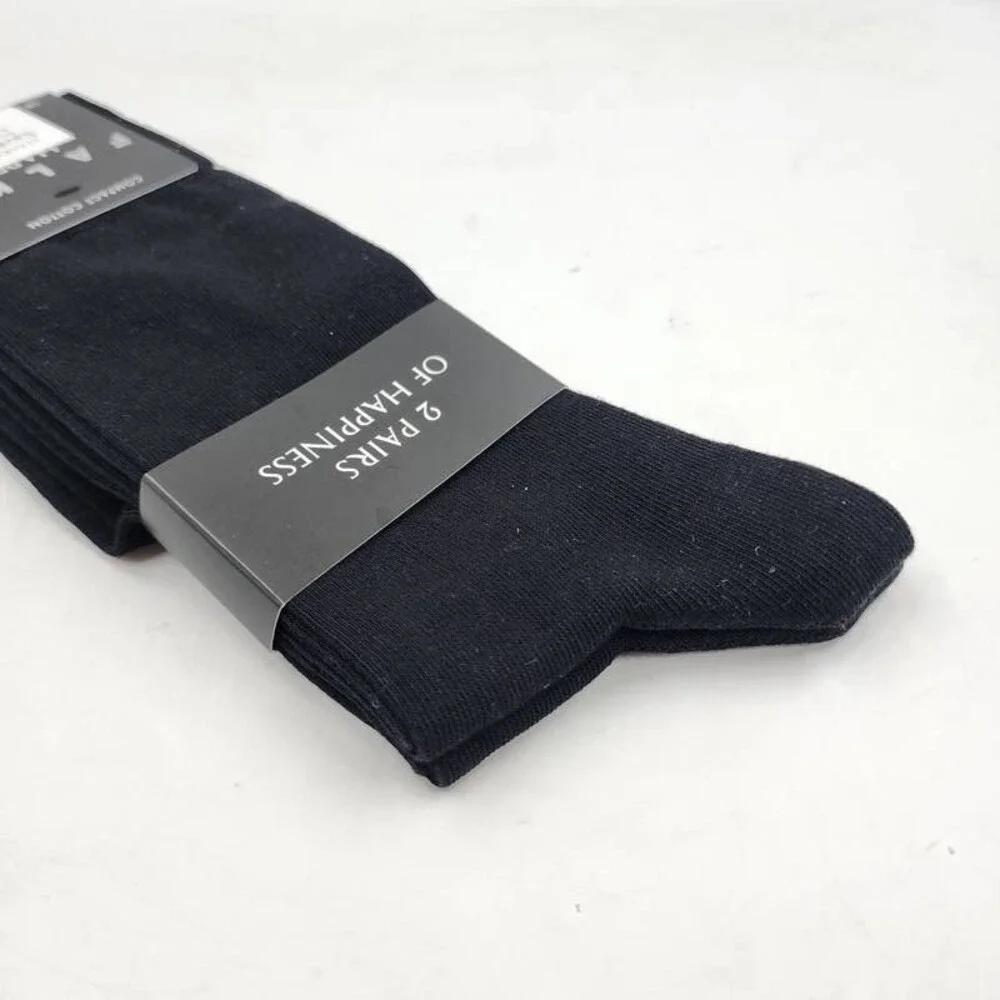 Falke 2 Pairs Happy Crew Socks Men's US 9.5-12/EU 43-46 Black Ribbed Cuff